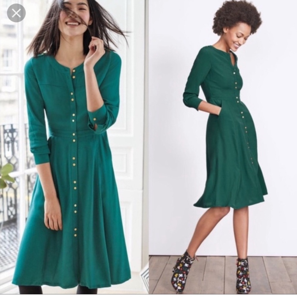 Elegant Green Button-Down Dress